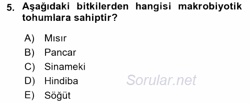 Tarla Bitkileri 1 2015 - 2016 Dönem Sonu Sınavı 5.Soru