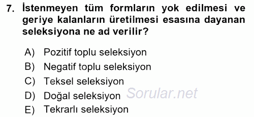 Tarla Bitkileri 1 2015 - 2016 Dönem Sonu Sınavı 7.Soru