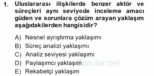 Diş Politika Analizi 2013 - 2014 Ara Sınavı 1.Soru