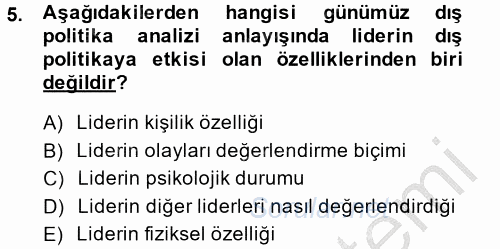 Diş Politika Analizi 2013 - 2014 Ara Sınavı 5.Soru
