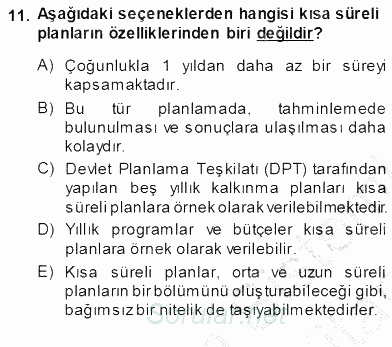 Spor Tesisi İşletmeciliği ve Saha Malzeme Bilgisi 2013 - 2014 Ara Sınavı 11.Soru