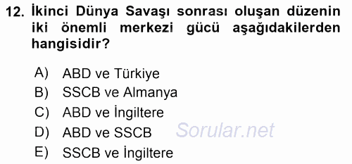 Medya Siyaset Kültür 2015 - 2016 Ara Sınavı 12.Soru