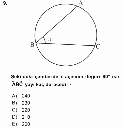 Coğrafi Bilgi Sistemleri İçin Temel Geometri 2017 - 2018 Dönem Sonu Sınavı 9.Soru