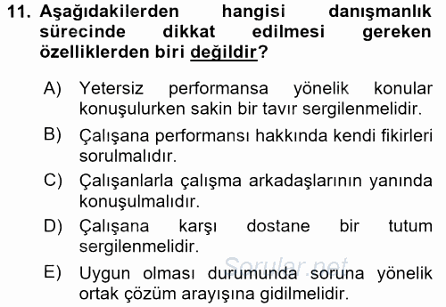 Performans ve Kariyer Yönetimi 2016 - 2017 Ara Sınavı 11.Soru