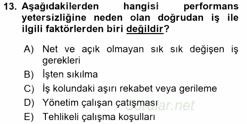 Performans ve Kariyer Yönetimi 2016 - 2017 Ara Sınavı 13.Soru