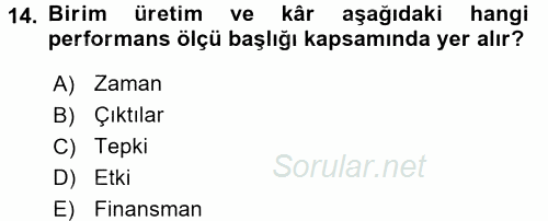 Performans ve Kariyer Yönetimi 2016 - 2017 Ara Sınavı 14.Soru