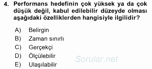 Performans ve Kariyer Yönetimi 2016 - 2017 Ara Sınavı 4.Soru