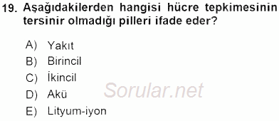 Genel Kimya 2 2015 - 2016 Dönem Sonu Sınavı 19.Soru