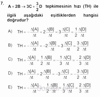 Genel Kimya 2 2015 - 2016 Dönem Sonu Sınavı 7.Soru