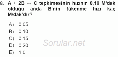 Genel Kimya 2 2015 - 2016 Dönem Sonu Sınavı 8.Soru