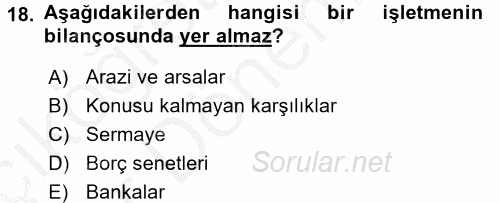 Dış Ticaret İşlemlerinin Muhasebeleştirilmesi 2016 - 2017 Ara Sınavı 18.Soru