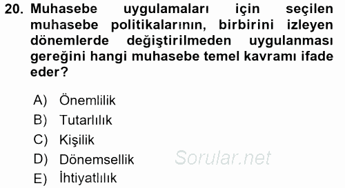 Dış Ticaret İşlemlerinin Muhasebeleştirilmesi 2016 - 2017 Ara Sınavı 20.Soru