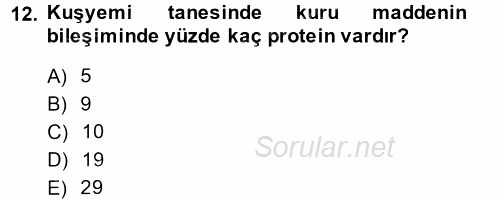Tarla Bitkileri 1 2014 - 2015 Tek Ders Sınavı 12.Soru