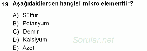 Tarla Bitkileri 1 2014 - 2015 Tek Ders Sınavı 19.Soru