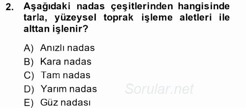 Tarla Bitkileri 1 2014 - 2015 Tek Ders Sınavı 2.Soru