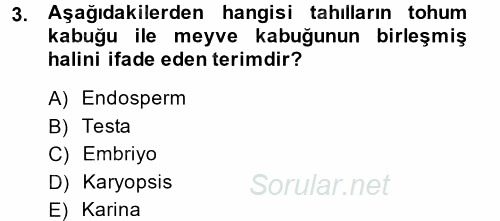 Tarla Bitkileri 1 2014 - 2015 Tek Ders Sınavı 3.Soru