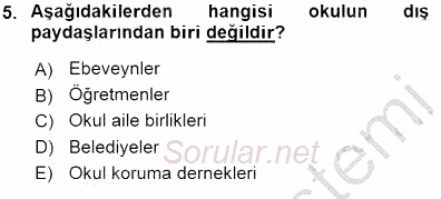 Eğitim Sosyolojisi 2015 - 2016 Dönem Sonu Sınavı 5.Soru