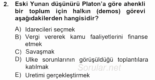 Siyaset Bilimi 2012 - 2013 Ara Sınavı 2.Soru