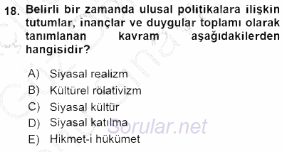 Temel İnsan Hakları Bilgisi 1 2015 - 2016 Dönem Sonu Sınavı 18.Soru