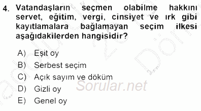 Temel İnsan Hakları Bilgisi 1 2015 - 2016 Dönem Sonu Sınavı 4.Soru