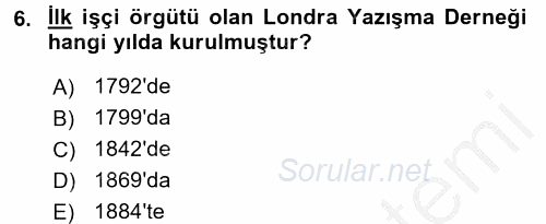 Sendikacılık 2016 - 2017 Ara Sınavı 6.Soru