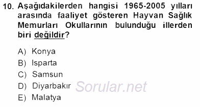 Veteriner Hizmetleri Mevzuatı ve Etik 2014 - 2015 Ara Sınavı 10.Soru