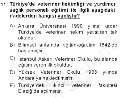 Veteriner Hizmetleri Mevzuatı ve Etik 2014 - 2015 Ara Sınavı 11.Soru