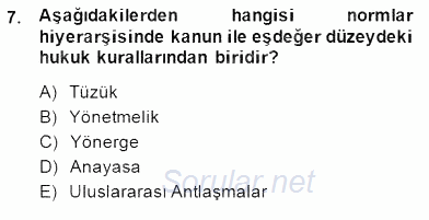 Veteriner Hizmetleri Mevzuatı ve Etik 2014 - 2015 Ara Sınavı 7.Soru