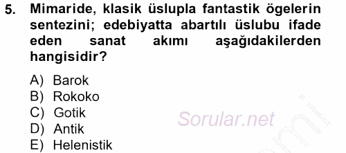 XVIII. Yüzyıl Türk Edebiyatı 2014 - 2015 Ara Sınavı 5.Soru