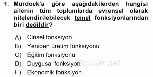 Türkiye´nin Toplumsal Yapısı 2016 - 2017 Dönem Sonu Sınavı 1.Soru