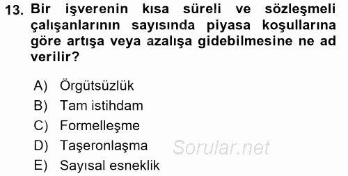 Türkiye´nin Toplumsal Yapısı 2016 - 2017 Dönem Sonu Sınavı 13.Soru