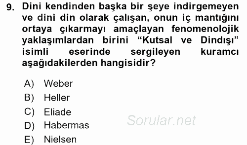 Türkiye´nin Toplumsal Yapısı 2016 - 2017 Dönem Sonu Sınavı 9.Soru