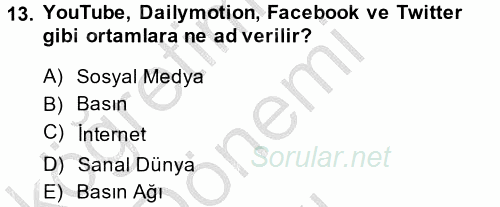 Görsel Kültür 2014 - 2015 Dönem Sonu Sınavı 13.Soru