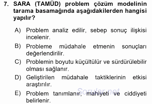 Suç Önleme Modelleri 2016 - 2017 Dönem Sonu Sınavı 7.Soru