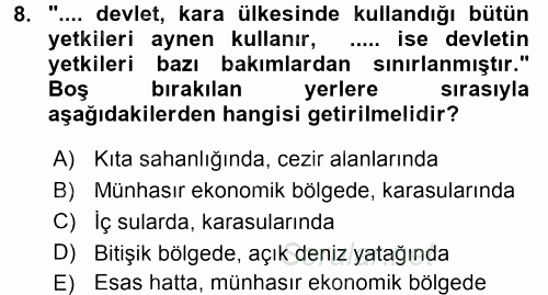 Uluslararası Hukuk 2 2016 - 2017 Dönem Sonu Sınavı 8.Soru