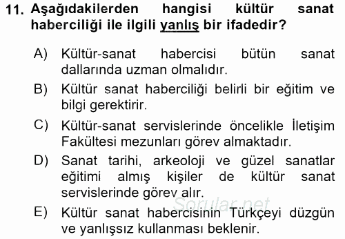 Haber Türleri 2015 - 2016 Dönem Sonu Sınavı 11.Soru