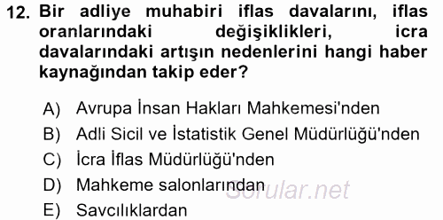 Haber Türleri 2015 - 2016 Dönem Sonu Sınavı 12.Soru