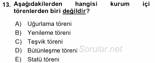 Halkla İlişkiler Ve İletişim 2017 - 2018 3 Ders Sınavı 13.Soru
