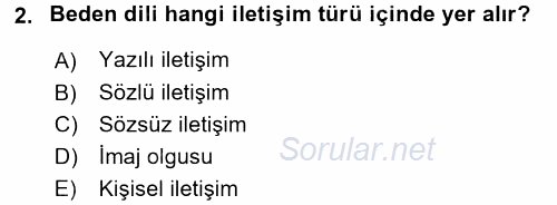 Halkla İlişkiler Ve İletişim 2017 - 2018 3 Ders Sınavı 2.Soru