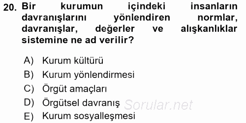 Halkla İlişkiler Ve İletişim 2017 - 2018 3 Ders Sınavı 20.Soru