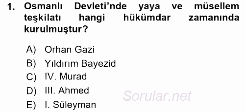 Osmanlı Merkez ve Taşra Teşkilatı 2015 - 2016 Ara Sınavı 1.Soru
