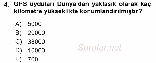 Coğrafi Bilgi Sistemlerine Giriş 2016 - 2017 Dönem Sonu Sınavı 4.Soru