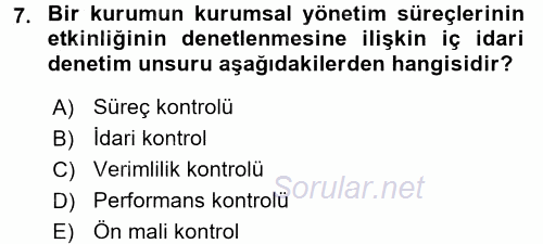 Yerel Yönetimler 2015 - 2016 Dönem Sonu Sınavı 7.Soru