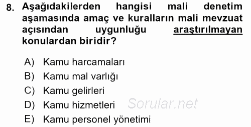 Yerel Yönetimler 2015 - 2016 Dönem Sonu Sınavı 8.Soru