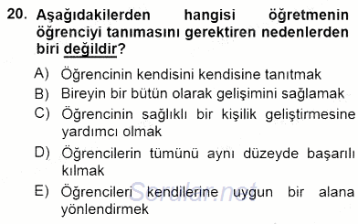 Rehberlik 2012 - 2013 Dönem Sonu Sınavı 20.Soru