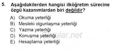 Rehberlik 2012 - 2013 Dönem Sonu Sınavı 5.Soru