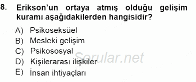 Rehberlik 2012 - 2013 Dönem Sonu Sınavı 8.Soru