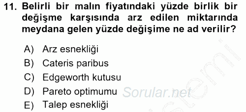 İktisadi Düşünceler Tarihi 2015 - 2016 Dönem Sonu Sınavı 11.Soru