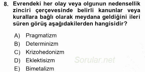 İktisadi Düşünceler Tarihi 2015 - 2016 Dönem Sonu Sınavı 8.Soru