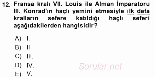 Türkiye Selçuklu Tarihi 2016 - 2017 Ara Sınavı 12.Soru